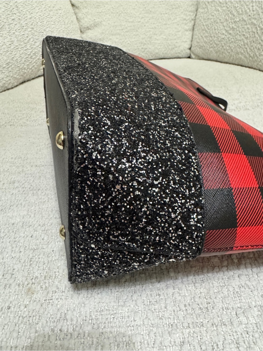 Kate Spade Buffalo Plaid Black And Silver Glitter Set Tote Wallet Cardholder - Picture 16 of 16